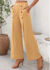 Soft Dark Camel Wide Leg Elastic Waist Pants