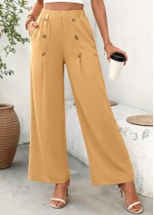 Soft Dark Camel Wide Leg Elastic Waist Pants