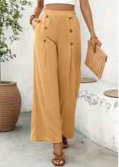Soft Dark Camel Wide Leg Elastic Waist Pants