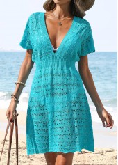 Tummy Coverage Blue V Neck Cover Up