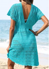 Tummy Coverage Blue V Neck Cover Up