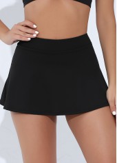 Stretch Black Elastic Waist High Waisted Pantskirt