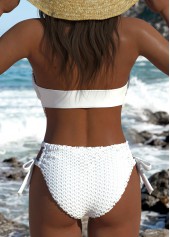 Tassel Lace Up White Bikini Set
