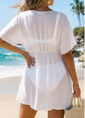 Tummy Coverage White V Neck Cover Up