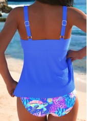 Mid Waisted Marine Life Print Tummy Coverage Tankini Set