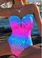 Leopard Cut Out Multi Color One Piece Swimwear