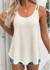 Tummy Coverage Beige Strappy Scoop Neck Camisole Top