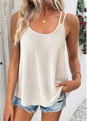 Tummy Coverage Beige Strappy Scoop Neck Camisole Top