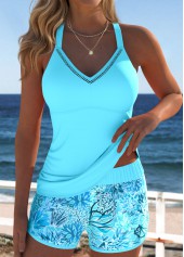 Mid Waisted Marine Life Print Tummy Coverage Tankini Set