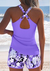 Mid Waisted Floral Print Tummy Coverage Tankini Set