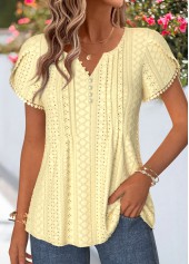 Curved Hem Light Yellow Short Sleeve T Shirt
