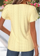Curved Hem Light Yellow Short Sleeve T Shirt