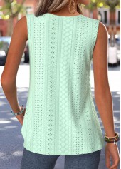 Curved Hem Mint Green Sleeveless V Neck Tank Top