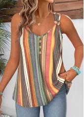 Plus Size Multi Color Tie Striped Strappy Tank Top