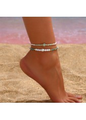 Green Color Polyresin Material Pearl Anklets