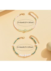 Green Color Polyresin Material Pearl Anklets