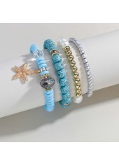 Mint Green Starfish Beaded Bracelet Set