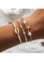 Beige Shell Starfish Alloy Beaded Bracelets