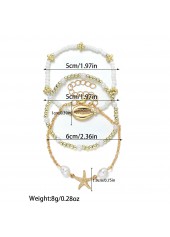 Beige Shell Starfish Alloy Beaded Bracelets