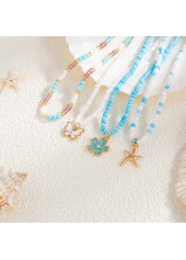 Mint Green Butterfly Alloy Beaded Necklaces