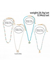 Mint Green Butterfly Alloy Beaded Necklaces