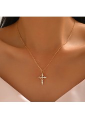 Golden Zircon Cross Design Copper Necklace