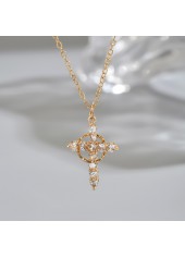 Golden Zircon Cross Design Copper Necklace