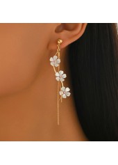 Golden Plastic Flower Tassel Design Earrings