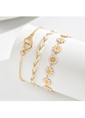 Golden Heart Daisy Flower Alloy Anklets