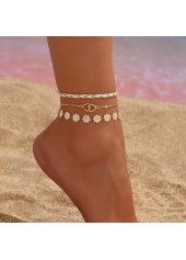 Golden Heart Daisy Flower Alloy Anklets