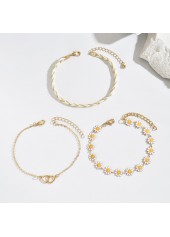 Golden Heart Daisy Flower Alloy Anklets