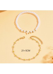 Beige Daisy Flower Pearl Starfish Anklets