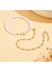 Beige Daisy Flower Pearl Starfish Anklets
