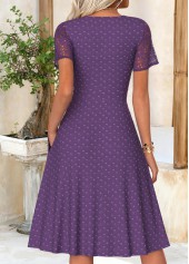 Surplice Purple Short Sleeve V Neck Dress