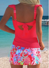 High Waisted Marine Life Print Fake 2in1 Tankini Set