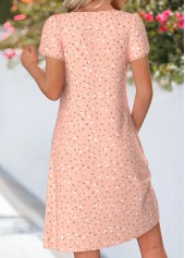Ditsy Floral Print Tuck Stitch Dusty Pink Dress