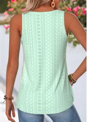 Curved Hem Mint Green Sleeveless Scoop Neck Tank Top