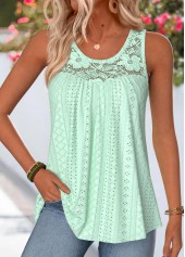 Curved Hem Mint Green Sleeveless Scoop Neck Tank Top