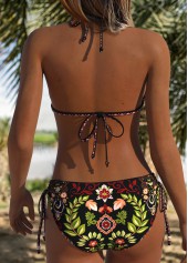 Low Waisted Tribal Print Two-piece Black Bikini Set
