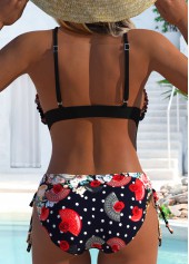Mid Waisted Patchwork Black Bikini Set