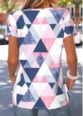 Geometric Print Tummy Coverage Multi Color T Shirt