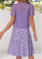 Ditsy Floral Print Tummy Coverage Dress and Cardigan