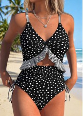 Polka Dot Fake 2in1 Black One Piece Swimwear