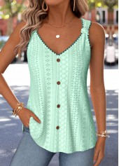 Tie Cyan Sleeveless V Neck Tank Top