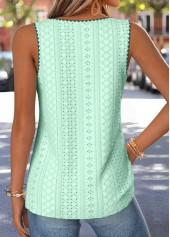 Tie Cyan Sleeveless V Neck Tank Top