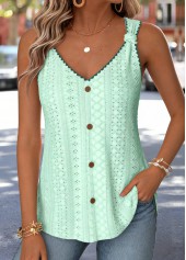 Tie Cyan Sleeveless V Neck Tank Top