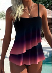 Ombre Layered Multi Color Tankini Top-No Bottom