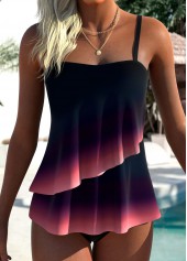 Ombre Layered Multi Color Tankini Top-No Bottom