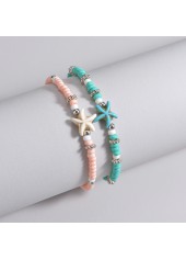 Mint Green Color Polyresin Detail Anklets