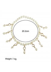 Beige Color Alloy Detail Pearl Anklet